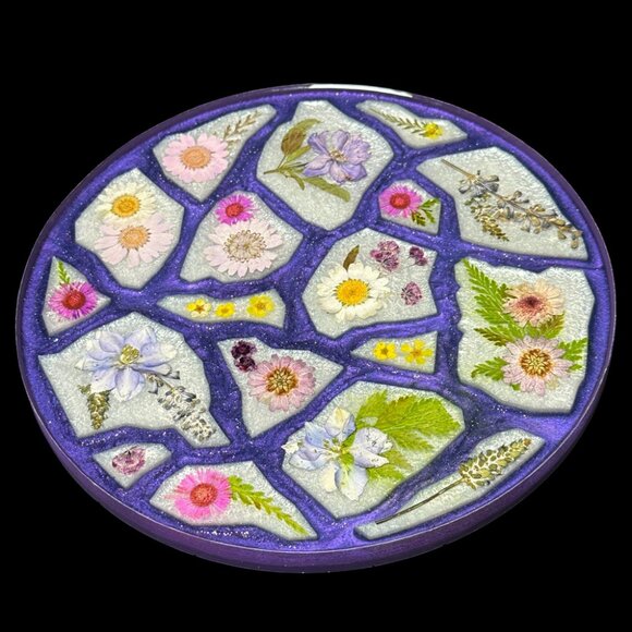 Wildflowers Geode Agate Vanity Tray | Perfume Tray | Candle Tray - Picture 2 of 3